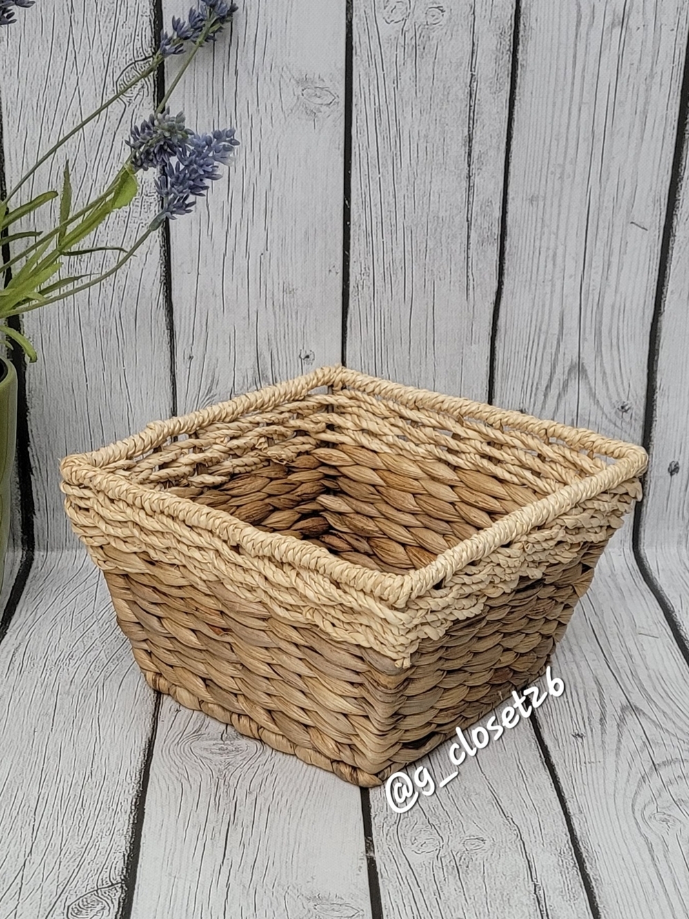 2-Tone Natural Hyacinth Square Storage Basket